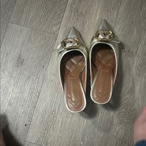 Kurt Geiger Gold Flats with Pointed Toe and Embellishments
